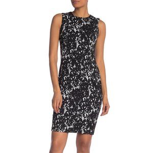 Calvin Klein Black & White Printed Sheath Dress, Size 10, NWT